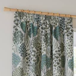 Wylder Ophelia Floral Room Darkening Pencil Pleat Curtain Pair in Green - Size: 228 cm width x 228 cm drop - thumbnail 3