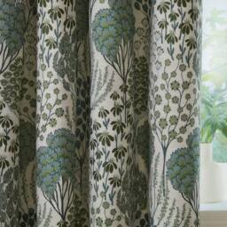 Wylder Ophelia Floral Room Darkening Pencil Pleat Curtain Pair in Green - Size: 228 cm width x 228 cm drop - thumbnail 5
