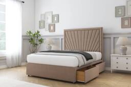 "Comfort Beds Kensington Plush Divan Base 4 Drawers - 26"" Headboard in Taupe - Size: King" - thumbnail 1