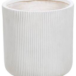 Wyld and Coco White 37cm Ribbed Round Outdoor Planter - UV-Resistant - thumbnail 2