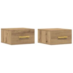 Berkfield Home Bedside Cabinets 2 pcs Wall-Mounted Artisan Oak 35x35x20 cm in Brown - Size: 35 x 35 x 20 cm - thumbnail 2