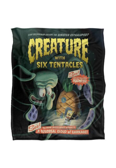 Spongebob Creature With Six Tentacles Silky Touch Super Soft Throw Blanket 152 X 127 cm in White - image 1