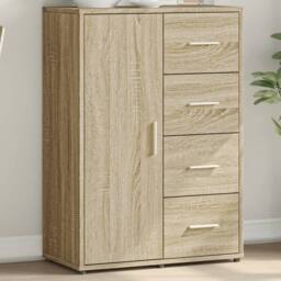 Berkfield Home Sideboard Sonoma Oak 60x31x84 cm Engineered Wood in Light Tan - Size: 60 x 31 x 84 cm - thumbnail 2