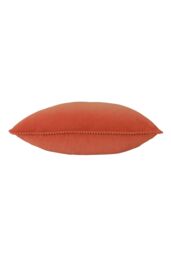 Furn Cosmo Soft Velvet Pom Pom Trimmed Cushion in Red - Size: 45 cm x 45 cm - thumbnail 2
