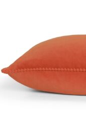 Furn Cosmo Soft Velvet Pom Pom Trimmed Cushion in Red - Size: 45 cm x 45 cm - thumbnail 3