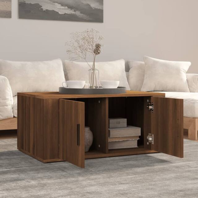Berkfield Home Decorative Coffee Table Brown Oak 80x50x36 cm Engineered Wood - Size: 80 x 50 x 36 cm - image 1