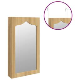Berkfield Home Mirror Jewellery Cabinet Wall Mounted 37.5x10x67 cm in Brown - thumbnail 9