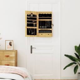 Berkfield Home Mirror Jewellery Cabinet Wall Mounted 37.5x10x67 cm in Brown