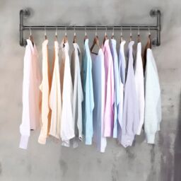 Pirlo Plush Industrial Heavy Duty Wall-Mounted Clothes Hanging Rail in Black - thumbnail 2