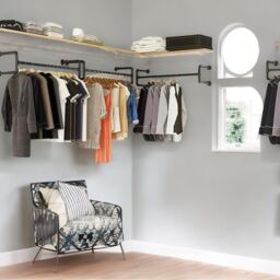 Pirlo Plush Industrial Heavy Duty Wall-Mounted Clothes Hanging Rail in Black - thumbnail 4