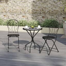 Kelvenix Mosaic Round Bistro Black White Gray Table 2 Chairs Set - Size: 0.6m2 - thumbnail 2