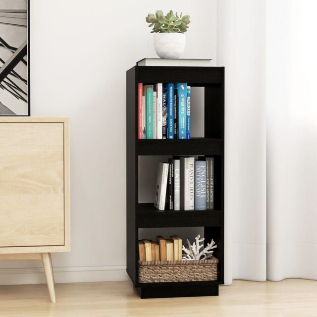 Berkfield Home Book Cabinet/Room Divider Black 40x35x103 cm Solid Pinewood - Size: 40 x 35 x 103 cm - image 1