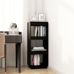 Berkfield Home Book Cabinet/Room Divider Black 40x35x103 cm Solid Pinewood - Size: 40 x 35 x 103 cm - thumbnail 3