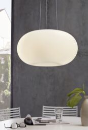 Loops Pendant Light Colour Satin Nickel Shade White Glass Opal Matt Bulb E27 2x60W in Metallics - thumbnail 3
