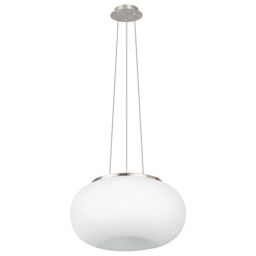 Loops Pendant Light Colour Satin Nickel Shade White Glass Opal Matt Bulb E27 2x60W in Metallics