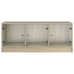 Berkfield Home Coffee Table with Glass Doors Sonoma Oak 102x50x42 cm in Brown - Size: 102 x 50 x 42 cm - thumbnail 6