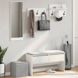 EONLION 4 Piece Hallway Furniture Set in White - Size: 100 cm - thumbnail 3