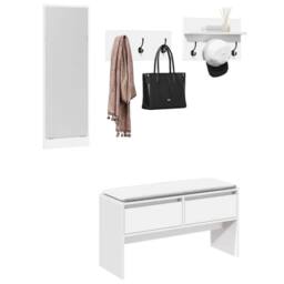 EONLION 4 Piece Hallway Furniture Set in White - Size: 100 cm