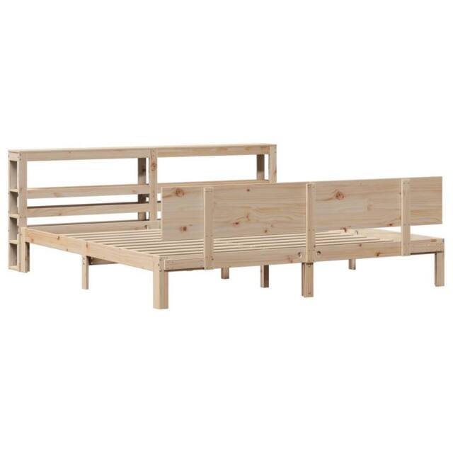 Berkfield Home Beautiful Bed Frame with Headboard without Mattress 200x200 cm in Light Oak - image 1