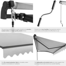 tectake Retractable Awning Ornella in Light Grey - Size: 300 cm x 250 cm - thumbnail 5
