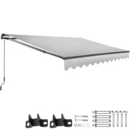 tectake Retractable Awning Ornella in Light Grey - Size: 300 cm x 250 cm - thumbnail 1