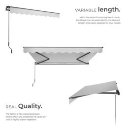 tectake Retractable Awning Ornella in Light Grey - Size: 300 cm x 250 cm - thumbnail 3