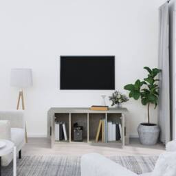 Berkfield Home TV Cabinet Concrete Grey 100x35x40 cm Engineered Wood - Size: 100 x 35 x 40 cm - thumbnail 1