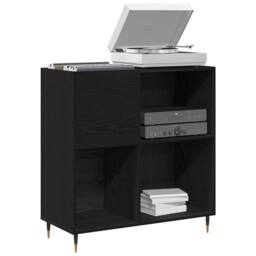 Berkfield Home Record Cabinet Black Oak 84, 5x38x89 cm Engineered Wood - Size: 5 x 38 x 89 cm - thumbnail 3