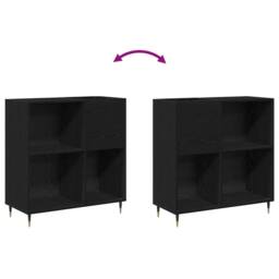 Berkfield Home Record Cabinet Black Oak 84, 5x38x89 cm Engineered Wood - Size: 5 x 38 x 89 cm - thumbnail 8