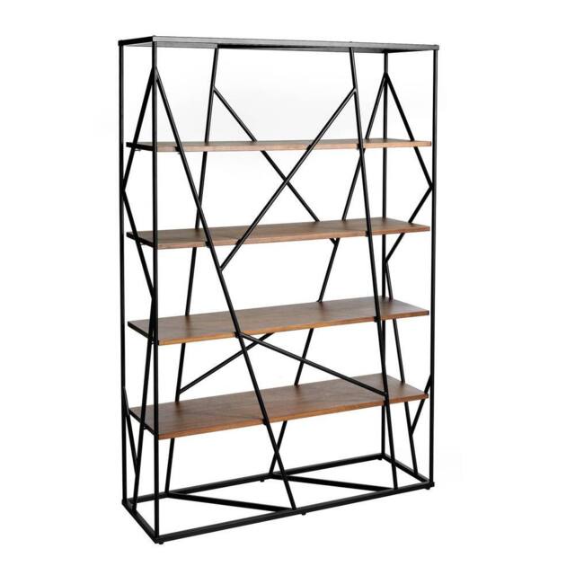 Angel Cerda Walnut & Black Steel Shelving Unit, 120x38x180 cm in Brown - Size: 120 x 38 x 180 cm - image 1