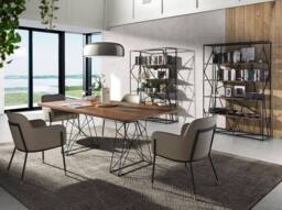 Angel Cerda Walnut & Black Steel Shelving Unit, 120x38x180 cm in Brown - Size: 120 x 38 x 180 cm - thumbnail 4