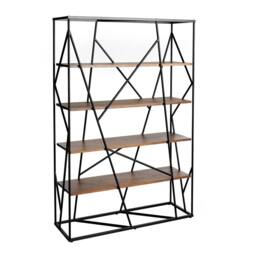 Angel Cerda Walnut & Black Steel Shelving Unit, 120x38x180 cm in Brown - Size: 120 x 38 x 180 cm