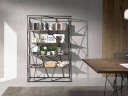 Angel Cerda Walnut & Black Steel Shelving Unit, 120x38x180 cm in Brown - Size: 120 x 38 x 180 cm - thumbnail 3