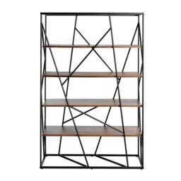 Angel Cerda Walnut & Black Steel Shelving Unit, 120x38x180 cm in Brown - Size: 120 x 38 x 180 cm - thumbnail 2