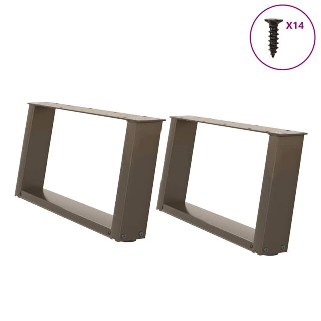 Berkfield Home Coffee Table Legs U-Shaped 2 pcs Natural Steel 60x(30-31) cm Steel in Brown - image 1