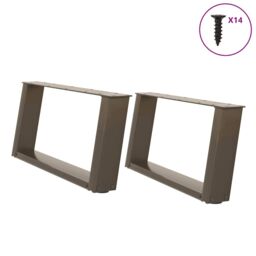 Berkfield Home Coffee Table Legs U-Shaped 2 pcs Natural Steel 60x(30-31) cm Steel in Brown - thumbnail 1
