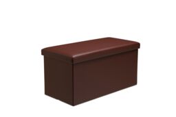 Snug City Faux Leather Storage Ottoman Storage Box With Lid Foldable - 76x38x38cm Rectangle in Brown - Size: Large
