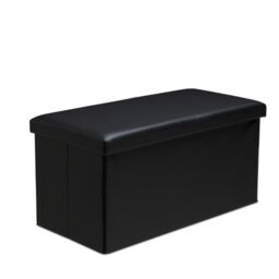 Snug City Faux Leather Storage Ottoman Storage Box With Lid Foldable - 76x38x38cm Rectangle in Brown - Size: Large - thumbnail 3