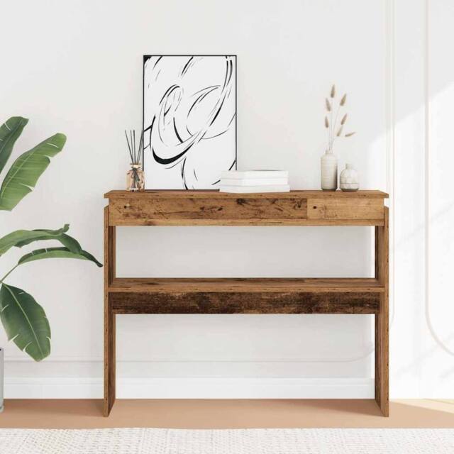 Berkfield Home Decorative Console Table Old Wood 80x30x102 cm Engineered Wood in Brown - Size: 80 x 30 x 102 cm - image 1