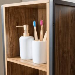 Nordara Bathroom Cabinet Storage Tall Floor Unit Tallboy 1 Door & Shelves in Brown - thumbnail 5