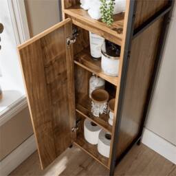 Nordara Bathroom Cabinet Storage Tall Floor Unit Tallboy 1 Door & Shelves in Brown - thumbnail 3