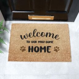 Artsy Mats Welcome To Our Paw-Some Home Doormat (60 x 40cm) in Brown - Size: 40 cm x 60 cm - thumbnail 1