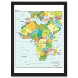 Artery8 Political Map 2012 Africa African Countries Artwork Framed Wall Art Print A4 in Black - thumbnail 1