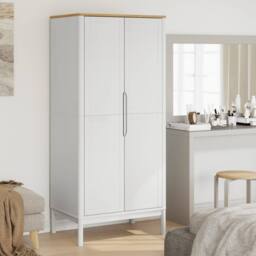 Berkfield Home Wardrobe FLORO White 77x53x171 cm Solid Wood Pine - Size: 77 x 53 x 171 cm - thumbnail 2