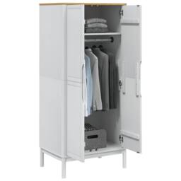 Berkfield Home Wardrobe FLORO White 77x53x171 cm Solid Wood Pine - Size: 77 x 53 x 171 cm - thumbnail 4