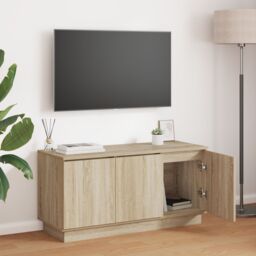 Berkfield Home TV Cabinet Sonoma Oak 100x38x49 cm Engineered Wood in Brown - Size: 100 x 38 x 49 cm - thumbnail 1