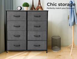 Levede Chest of 8 Drawers Fabric Bedroom Home Clothing Storage Cabinet in Dark Grey - thumbnail 2