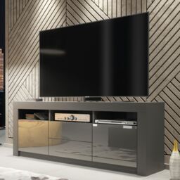 Creative Furniture TV Unit 160cm Modern - Dark Grey with High Gloss Doors