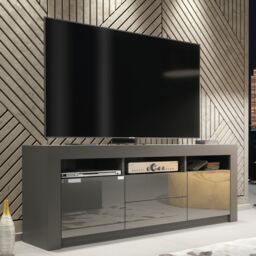 Creative Furniture TV Unit 160cm Modern - Dark Grey with High Gloss Doors - thumbnail 6