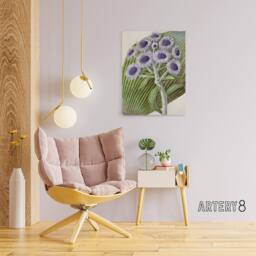 "Artery8 New Zealand Antarctic Daisy Flowers Featon Canvas Wall Art Print in Beige - Size: W12"" x H16""" - thumbnail 3